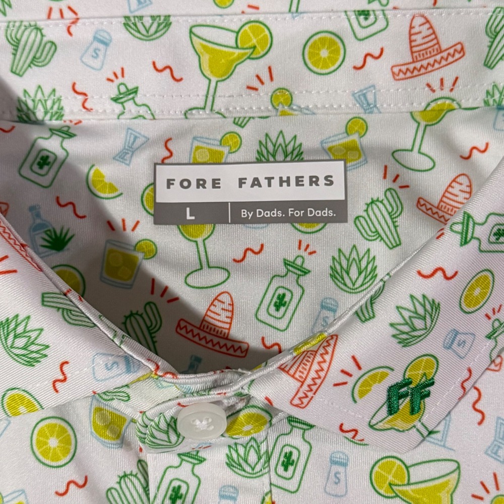 Fore Fathers Mens Margarita Golf Polo Shirt White Performance Stretch Size L - Picture 3 of 9